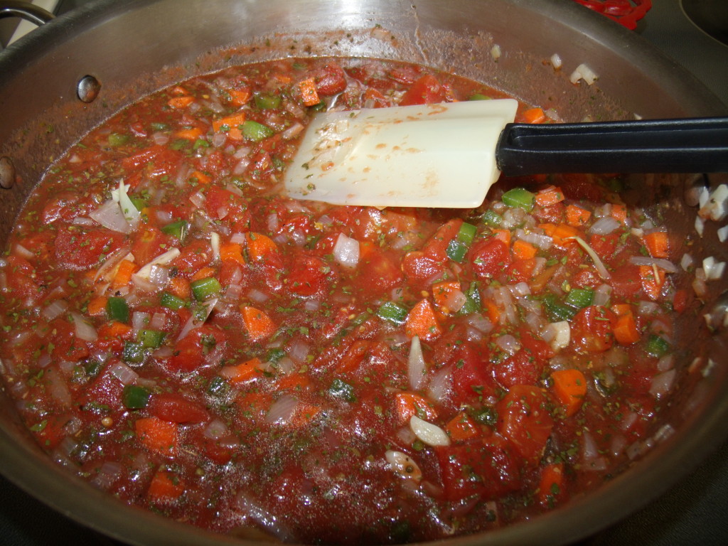 Simmer the sauce until it is thick and bubbly