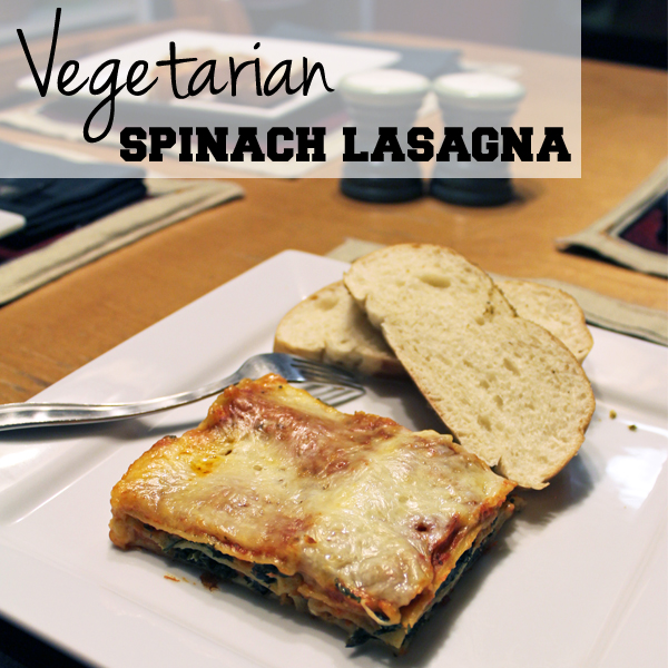 Vegetarian spinach lasagna recipe from One Mama's Daily Drama