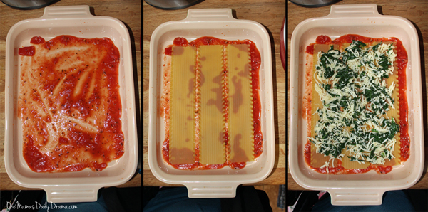 Vegetarian spinach lasagna recipe from One Mama's Daily Drama