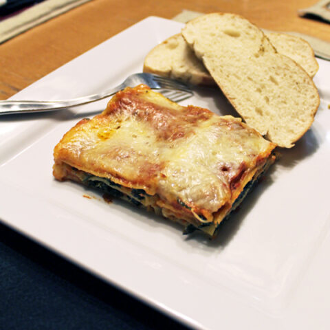 Vegetarian spinach lasagna recipe from One Mama's Daily Drama