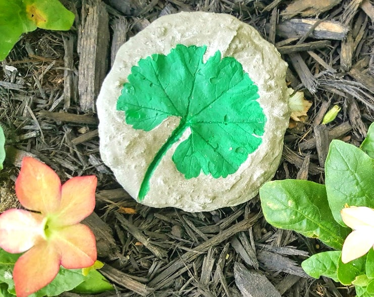 Garden stone leaf imprints from Kim and Carrie.