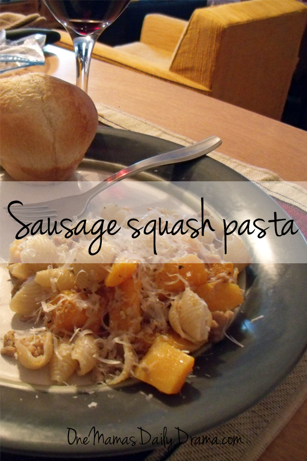 Sausage squash pasta | One Mama's Daily Drama --- Quick and easy recipe using butternut squash.