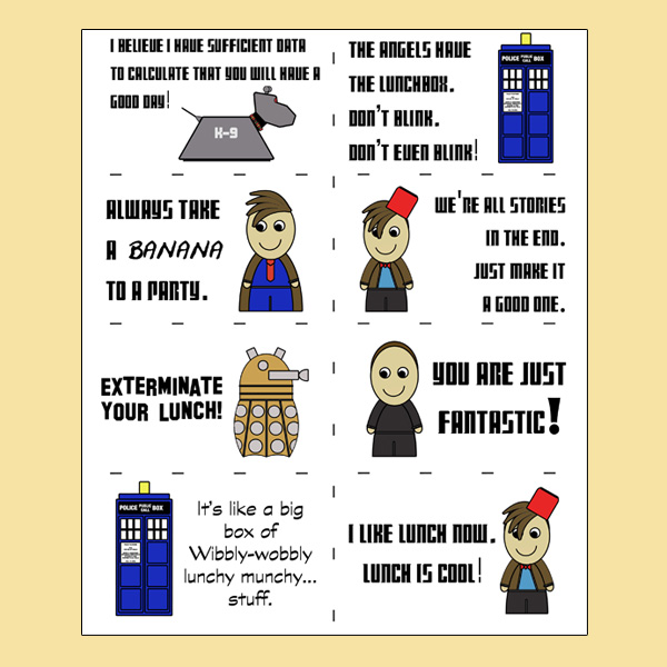 Doctor Who lunch box notes