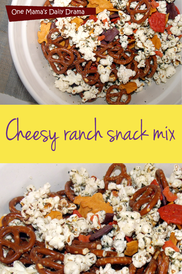 cheesy ranch snack mix with Bernie's Farm cheddar crackers | One Mama's Daily Drama