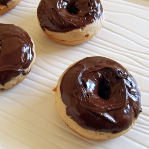 Chocolate cherry baked doughnuts