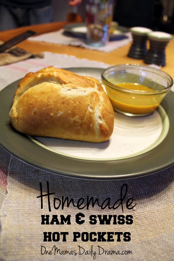 Pretzel pocket sandwich recipe | One Mama's Daily Drama --- Make your own ham and swiss hot pockets with a pretzel crust.