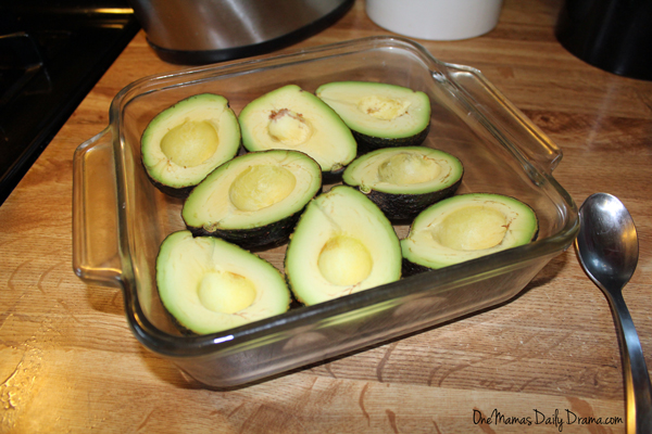 Southwest stuffed avocados | from One Mama's Daily Drama --- Spicy chicken, beans, and cheese stuffed in an avocado half.