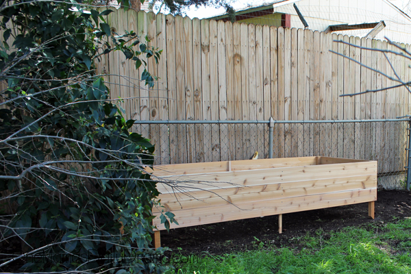 The finished bed resting on its stakes.
