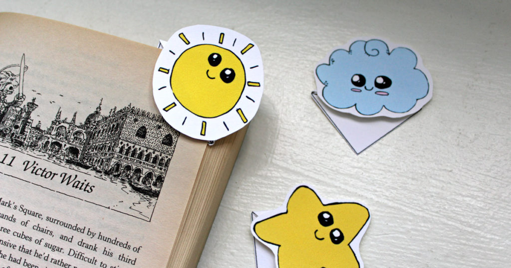 Kawaii corner bookmarks | free printable sun, cloud and star + tutorial