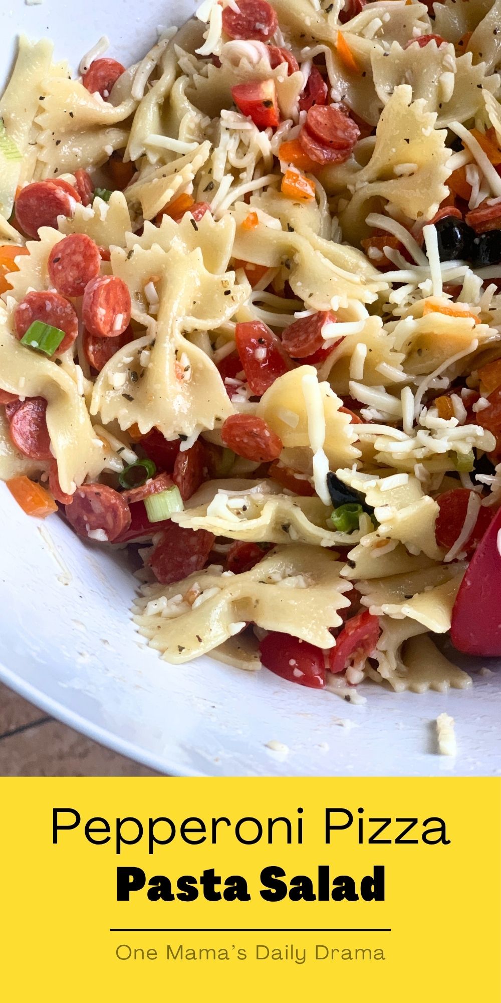 Pepperoni pizza pasta salad.