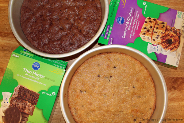 Thin Mints and Caramel Coconut Pillsbury Girl Scout Cookie Inspired Baking Mixes.