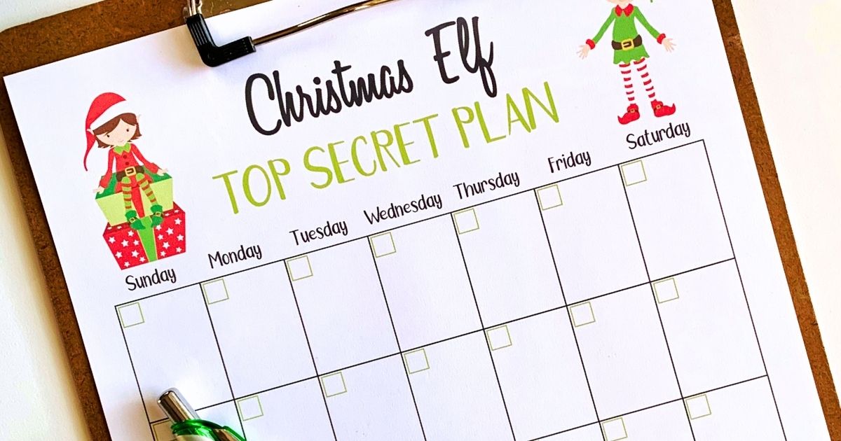 Printable Christmas elf calendar.