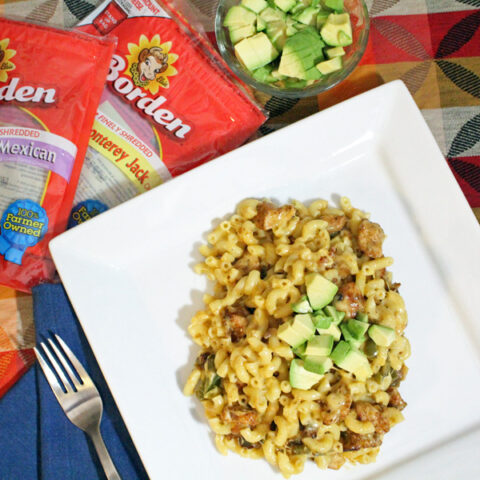 Chicken fajita macaroni and cheese recipe featuring Borden® Cheese