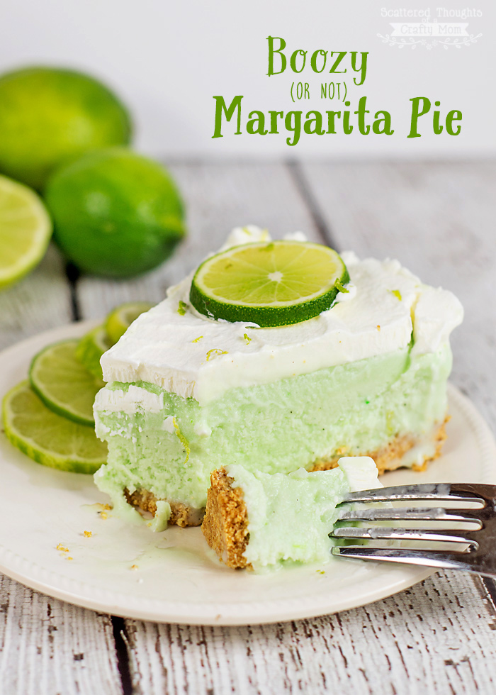 Frozen Margarita Pie slice with a lime on top from Scattered Thoughts of a Crafty Mom.