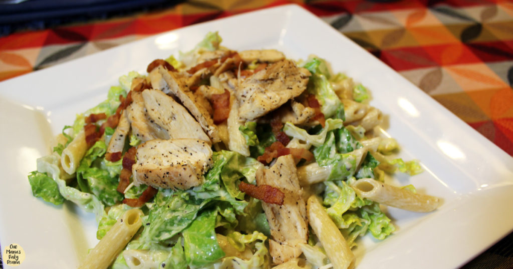 Chicken caesar pasta salad with bacon | OneMamasDailyDrama.com