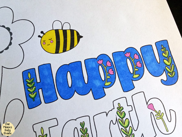 Honey bee Earth Day coloring page