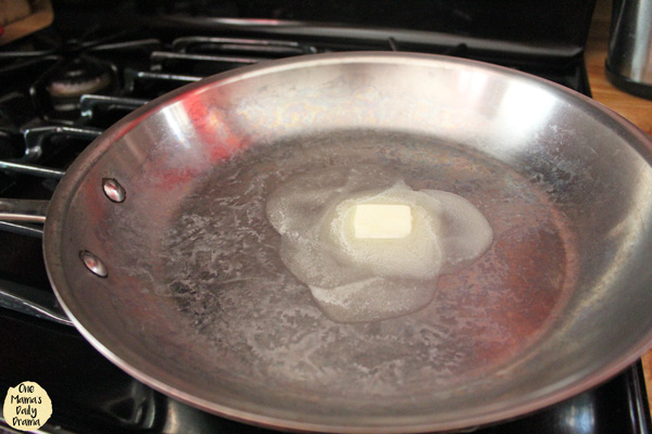 Melting butter in a skillet for quesadillas