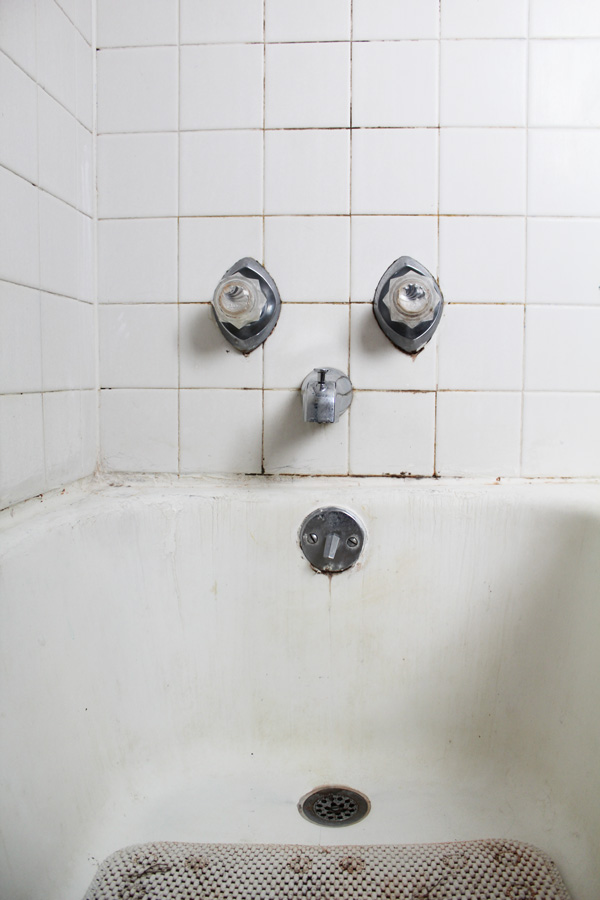 bathroom remodel: drain view before