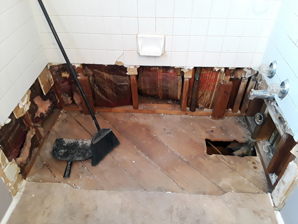 bathroom remodel: tub removed