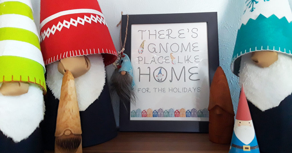 Add some simple Christmas cheer to your decor with this free Christmas gnome printable, featuring a pun on a popular holiday tune.