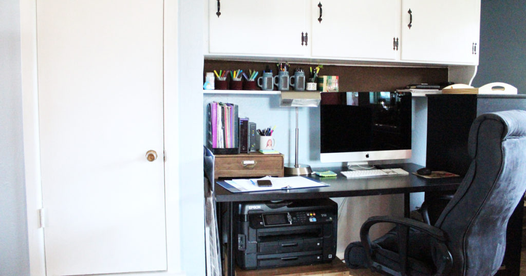 Home office organization: closet before and after