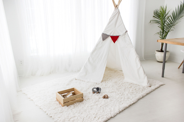 play tent near a desk in a home office