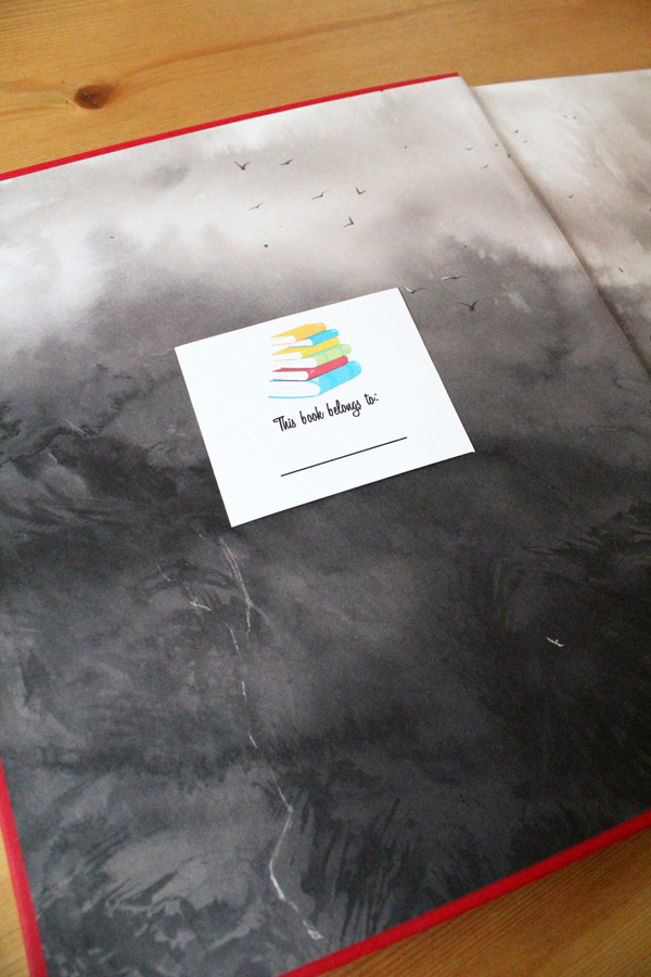 bookplate inside a black book cover