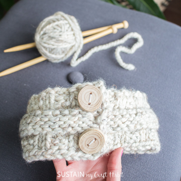 Natural yarn knit headband from Sustain My Craft habit.