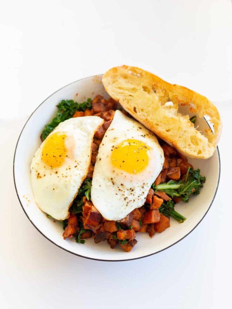 Sweet potato kale hash from Saving Talents.