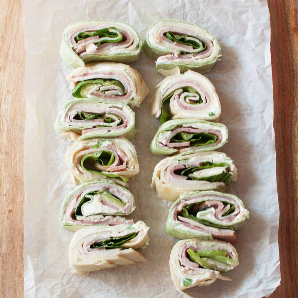 Pinwheel sandwiches from Two Pink Peonies.