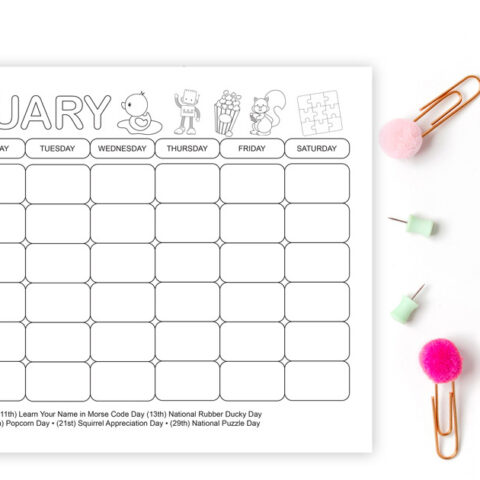 Image for January Holidays Coloring Calendar