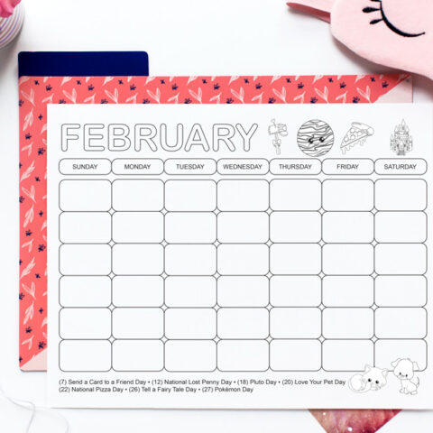 Image for February Holidays Coloring Calendar