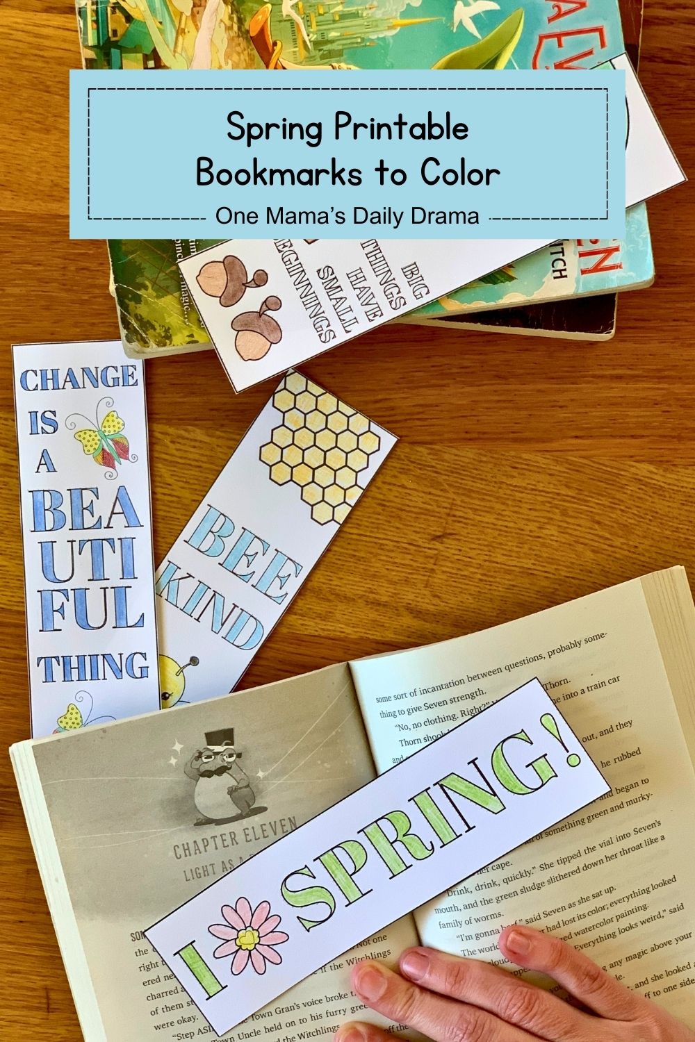 Spring printable bookmarks to color.