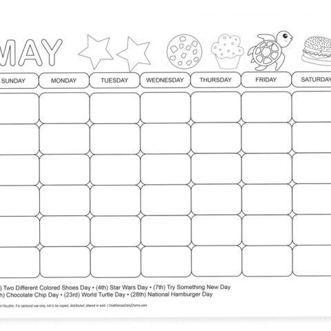 Image for May Holidays Coloring Calendar