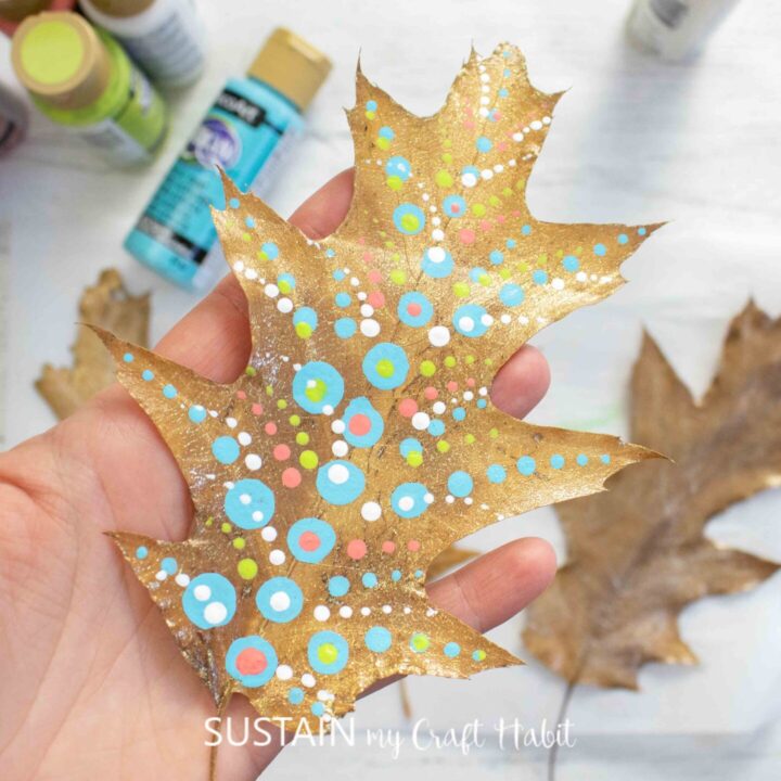 Image for Painted pressed leaves craft