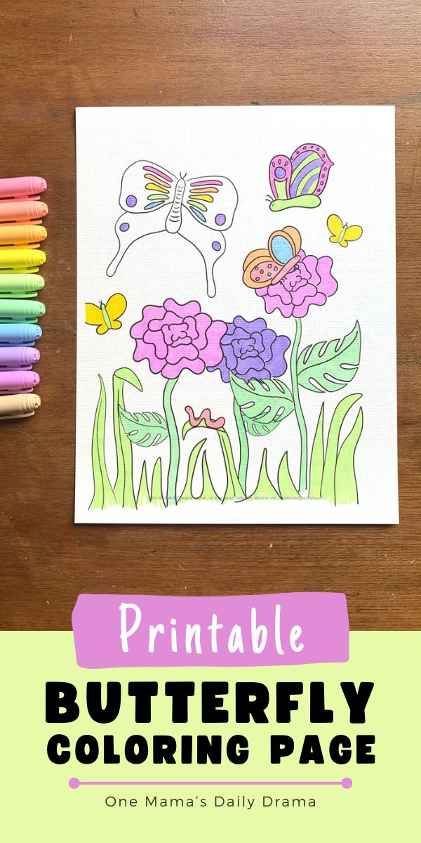 Printable butterfly coloring page.
