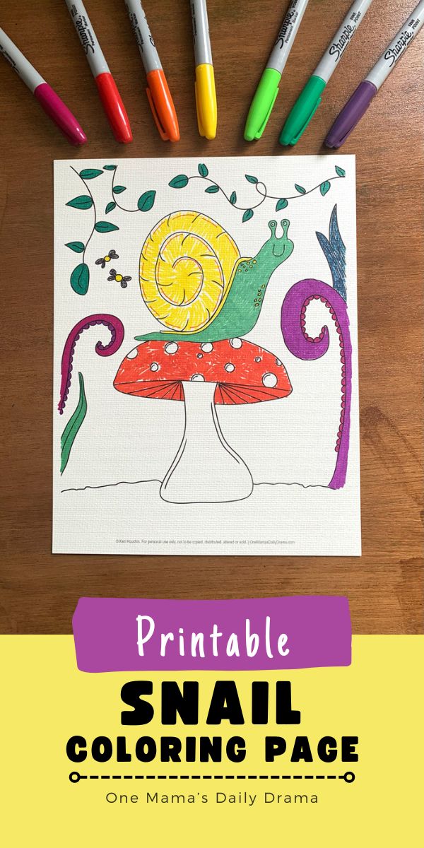 Printable snail coloring page.