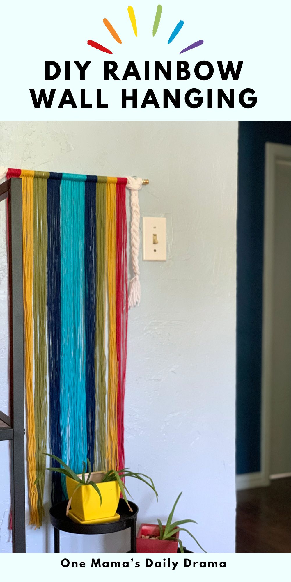 DIY rainbow wall hanging.