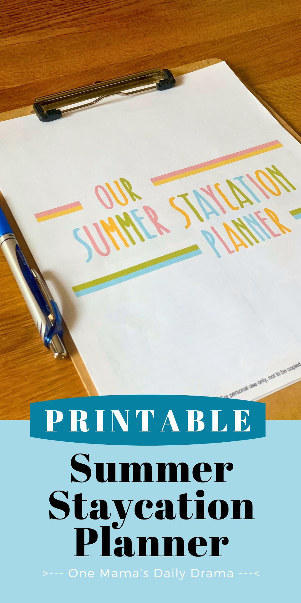 Printable summer staycation planner.