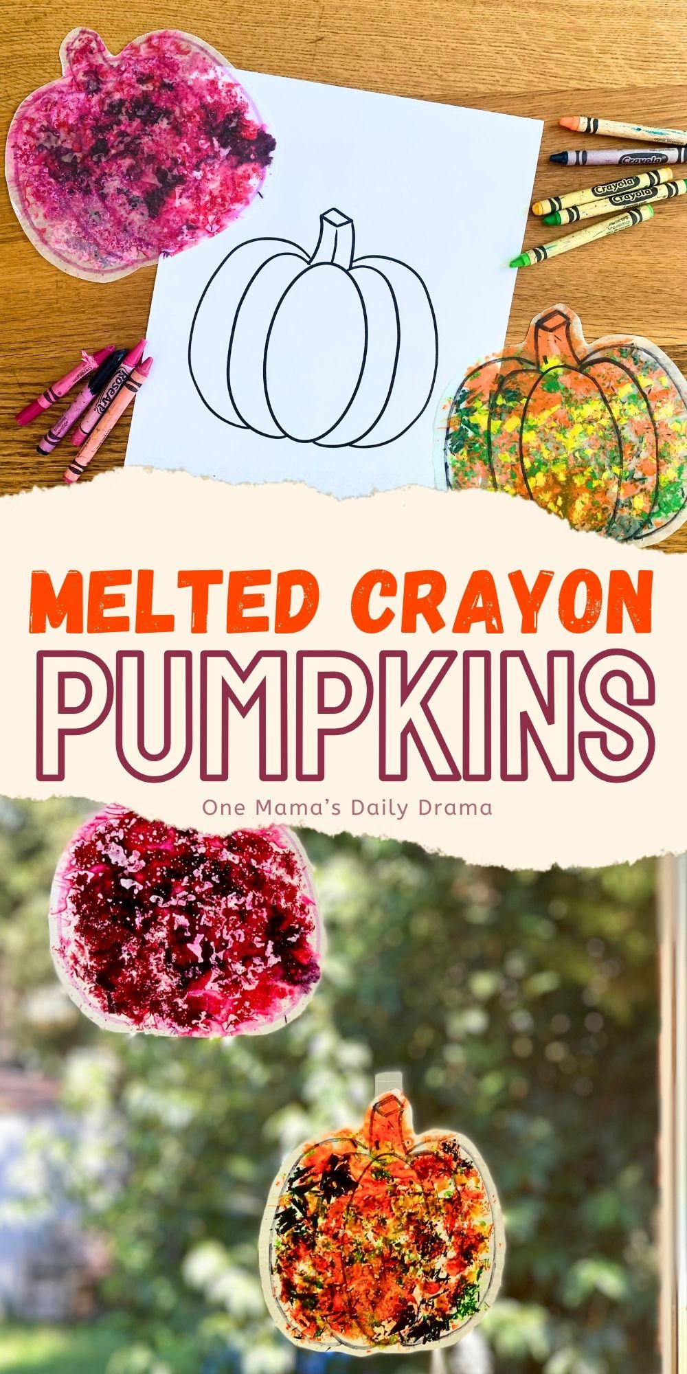 Melted crayon pumpkins.
