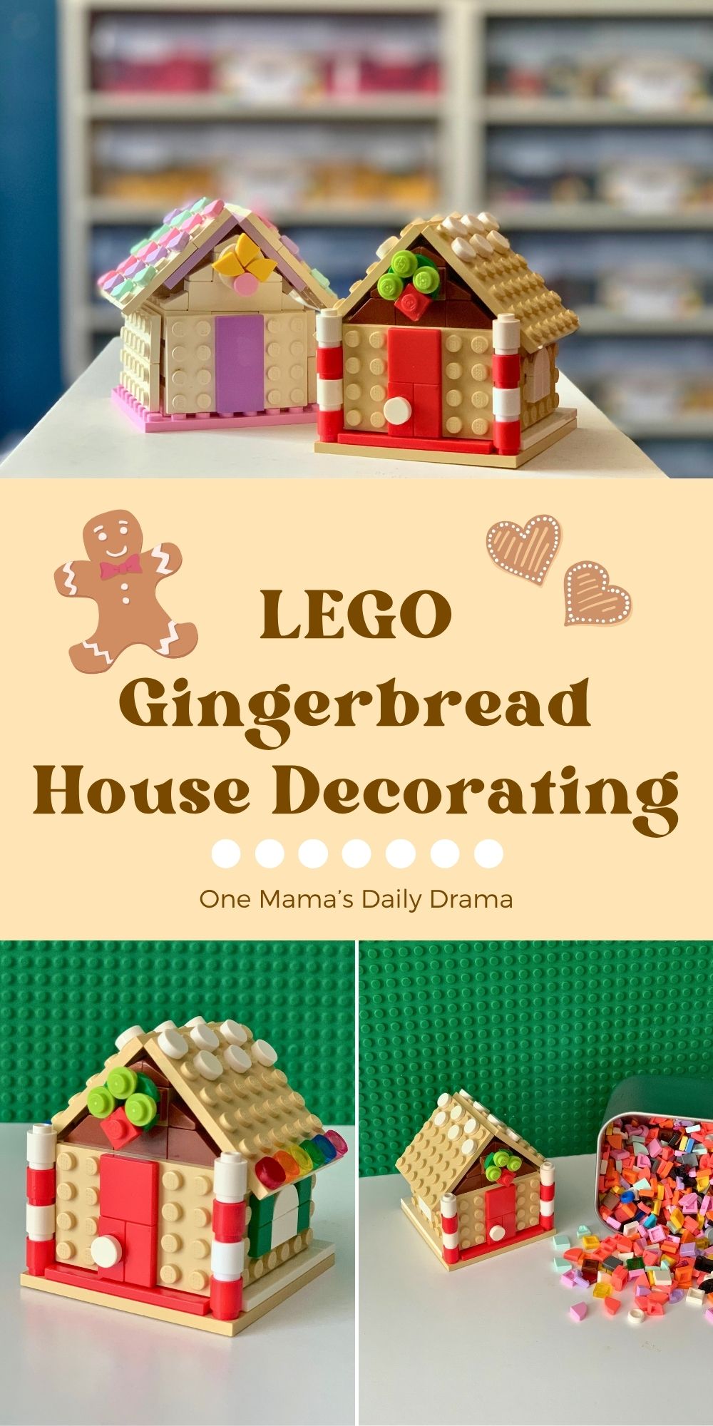 LEGO gingerbread house decorating.