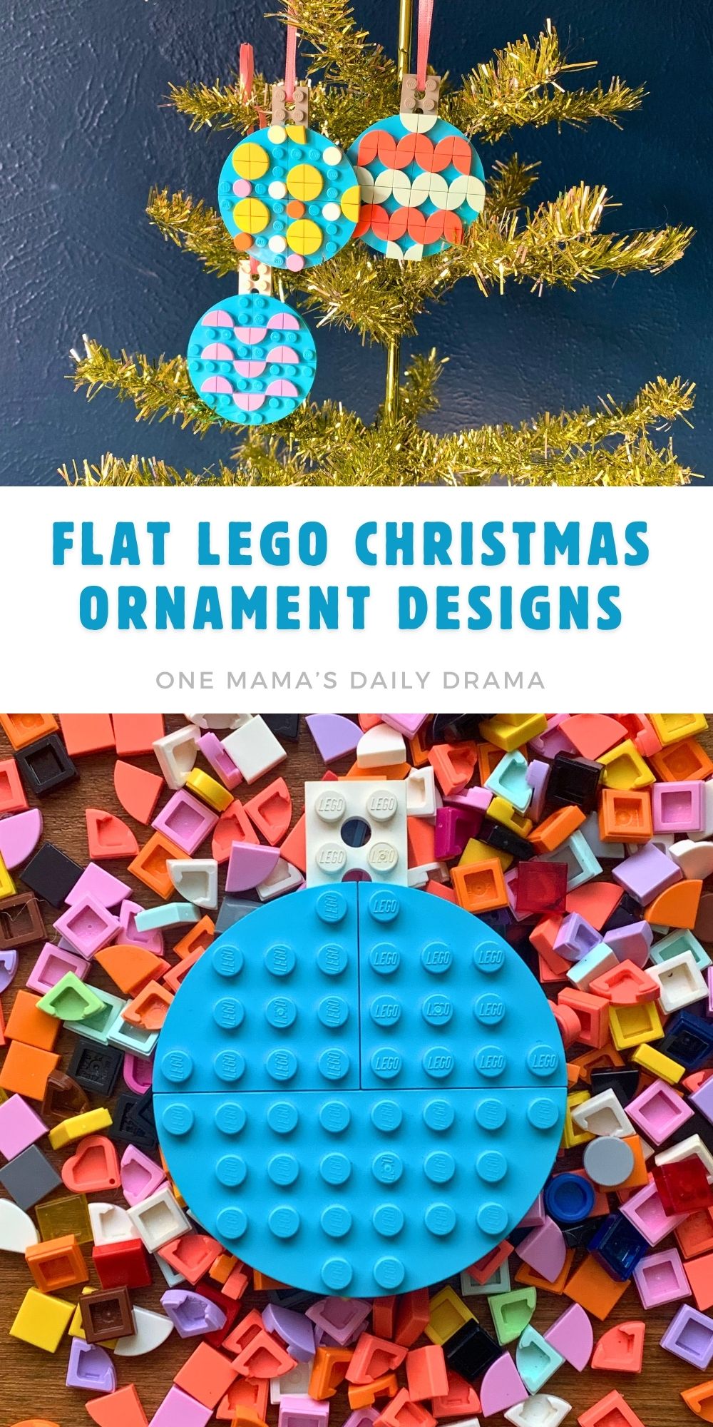 Flat LEGO Christmas ornament designs.