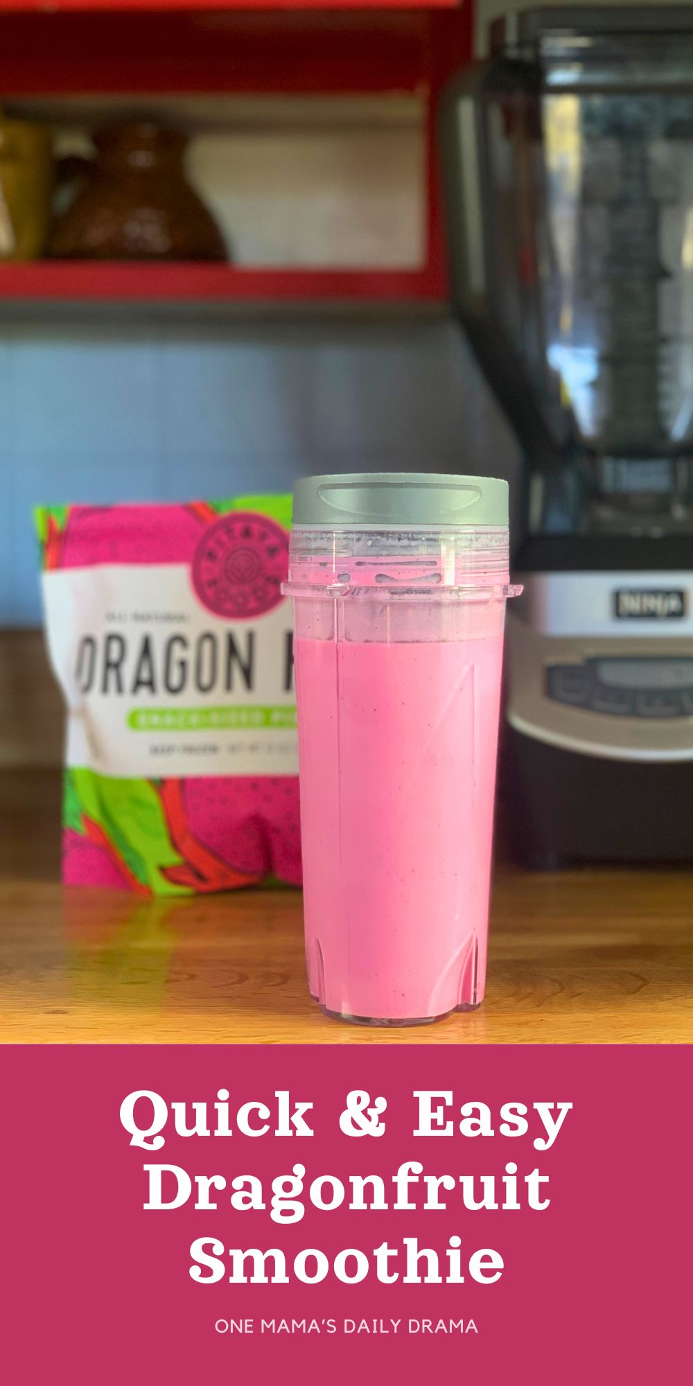 Quick and easy dragonfruit smoothie.