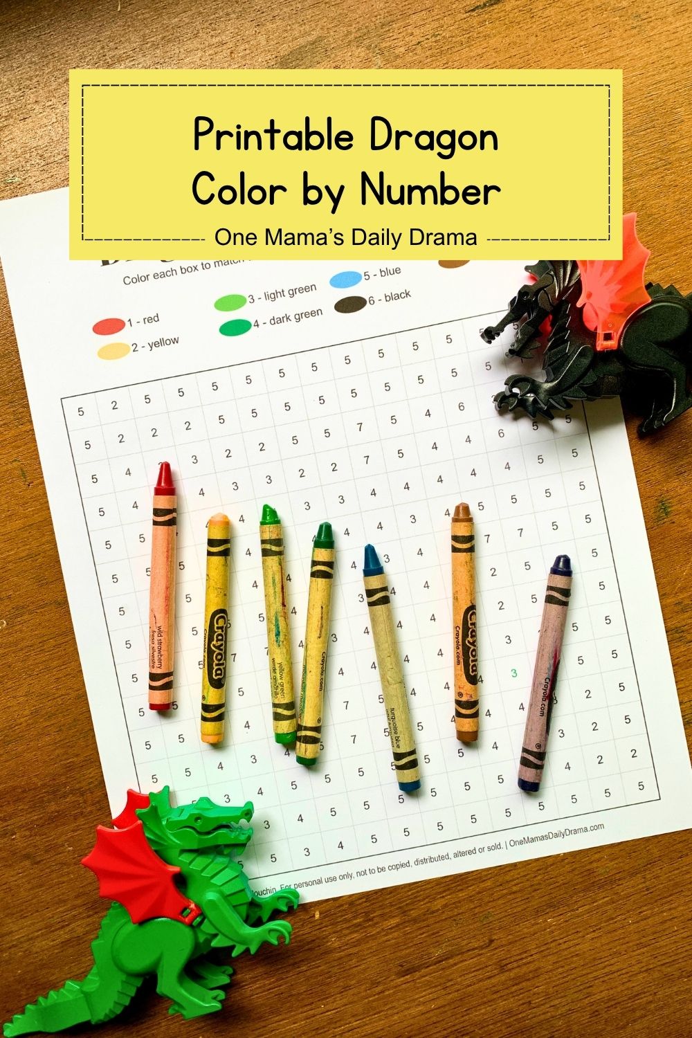 Printable dragon color by number.