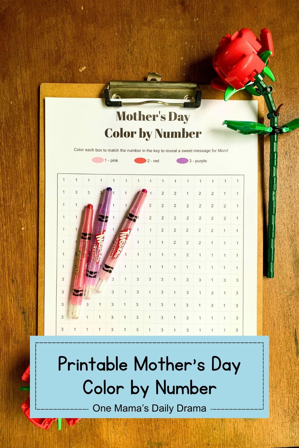 Printable Mother's Day color by number.