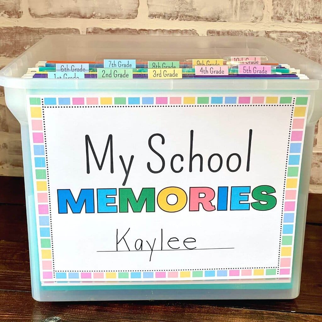 Image for School Memory Box or Binder Printables