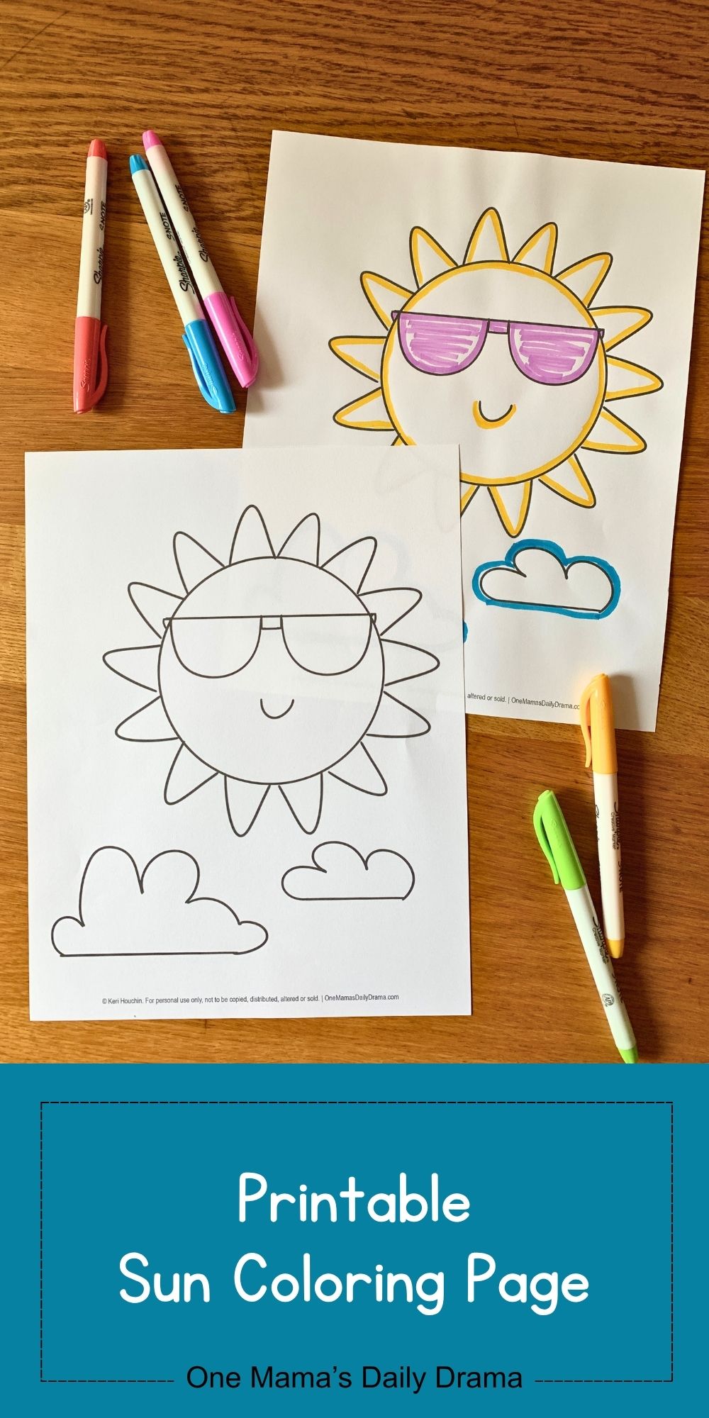 Printable sun coloring page.