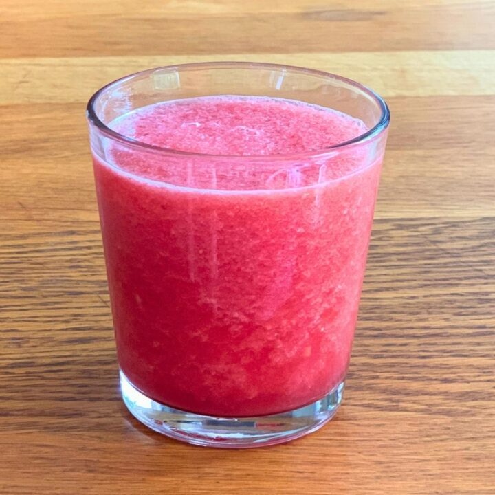 Watermelon slush in a glass.