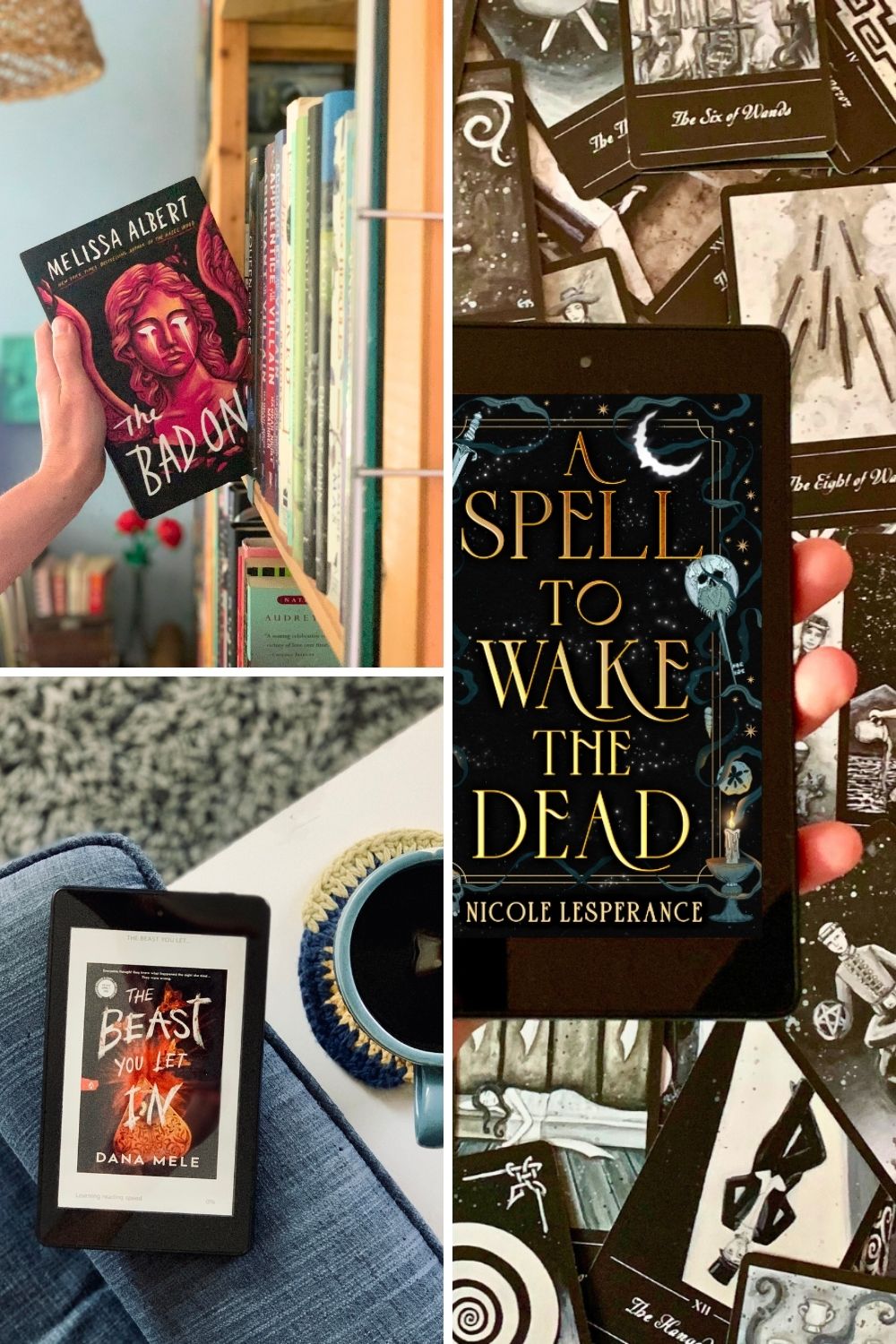 Collage of books including A Spell to Wake the Dead, The Bad Ones, and The Beast You Let In.