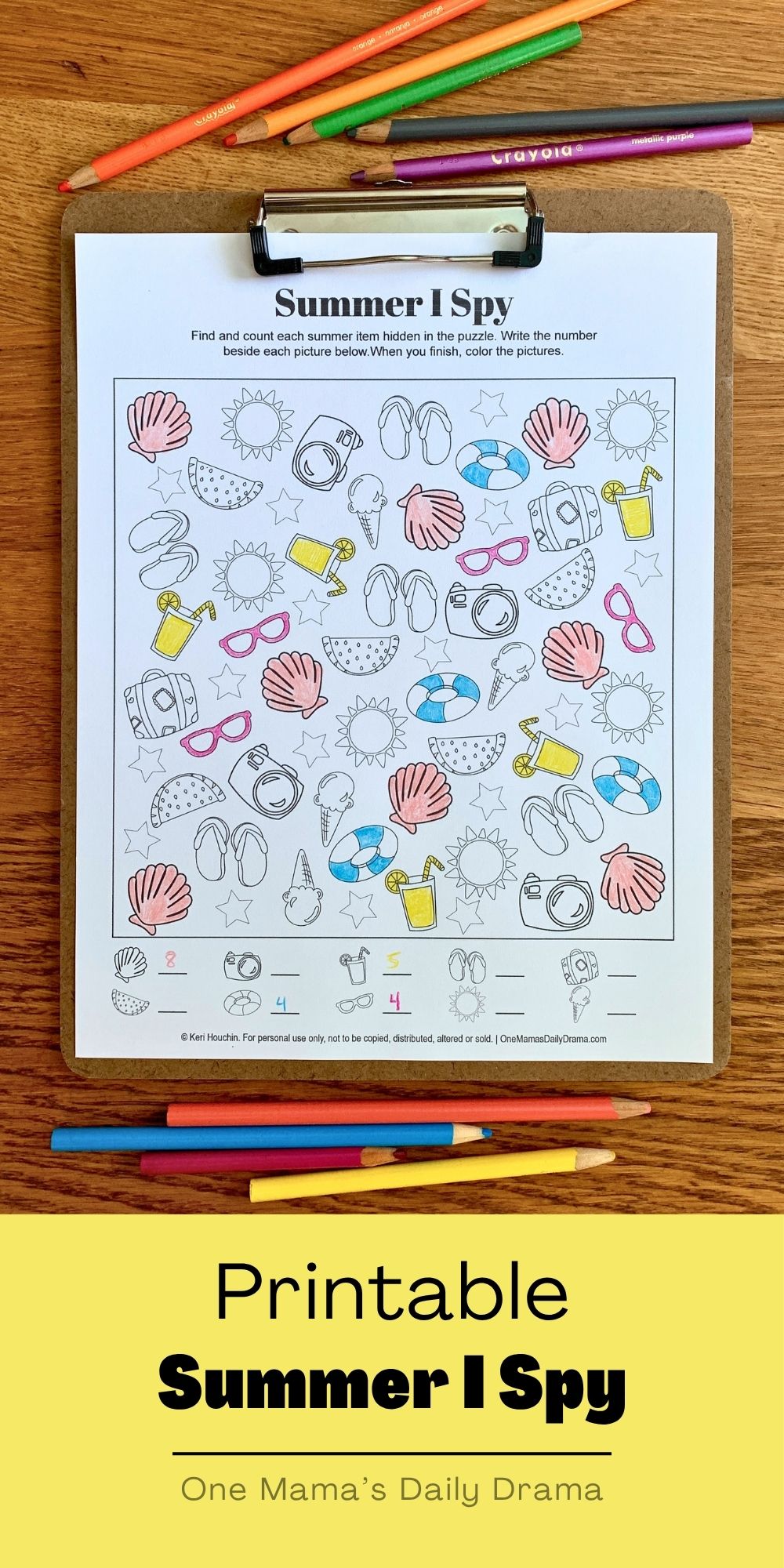 Printable Summer I Spy.